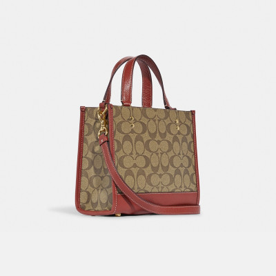 X Peanuts Dempsey Tote 22 In Signature Canvas With Patches - Gold/Khaki/Redwood Multi