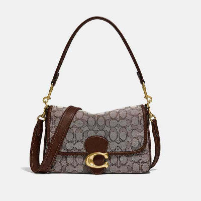 Soft Tabby Shoulder Bag In Signature - Jacquard Brass/Oak Maple