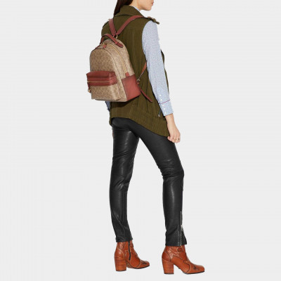Campus Backpack 28 In Signature Canvas - Tan Rust/Brass