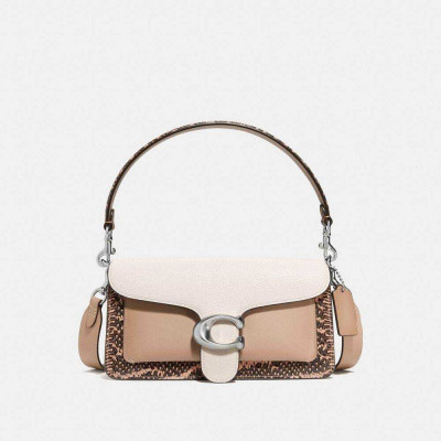 Tabby Shoulder Bag 26 With Snakeskin Detail - Light Nickel/Taupe Multi