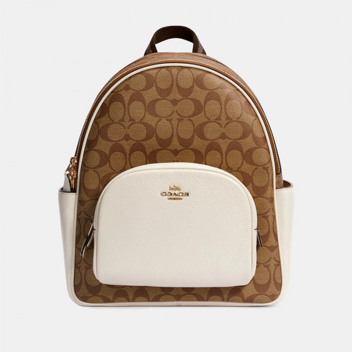 Court Backpack In Signature Canvas – Khaki/Chalk