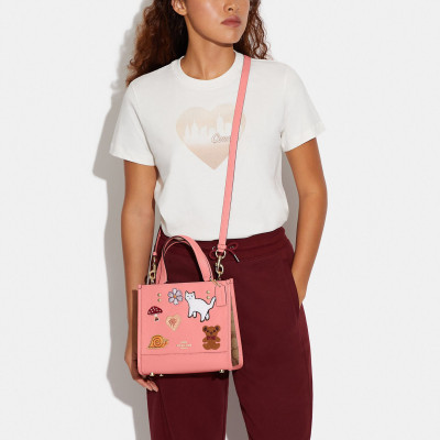Dempsey Tote 22 With Creature Patches - Gold/Candy Pink Multi