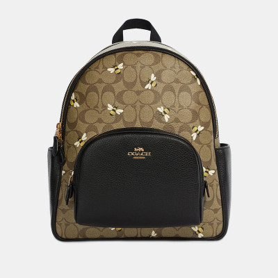 Court Backpack In Signature Canvas With Bee Print – Khaki Multi