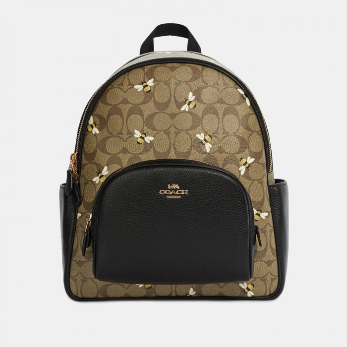 Court Backpack In Signature Canvas With Bee Print – Khaki Multi