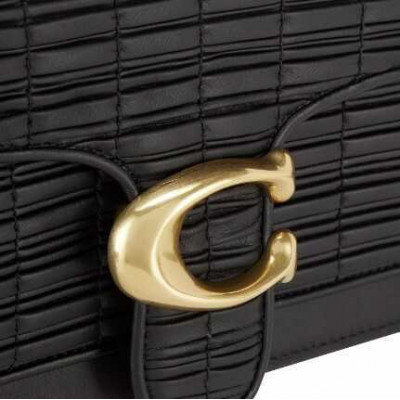 Tabby Shoulder Bag 26 With Pleating - Brass/Black
