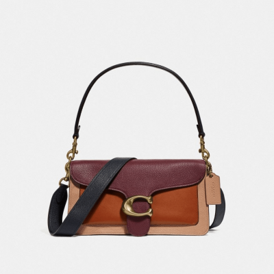 Tabby Shoulder Bag in Colorblock - Vintage Mauve Multi/Brass