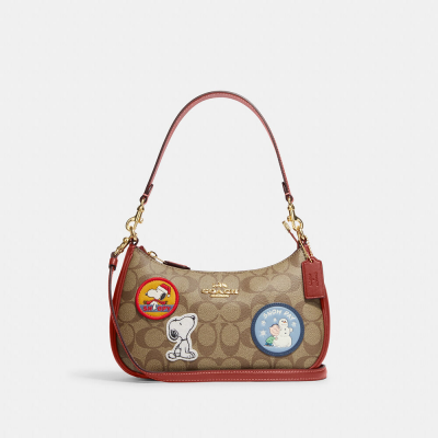 X Peanuts Teri Shoulder Bag In Signature Canvas With Patches