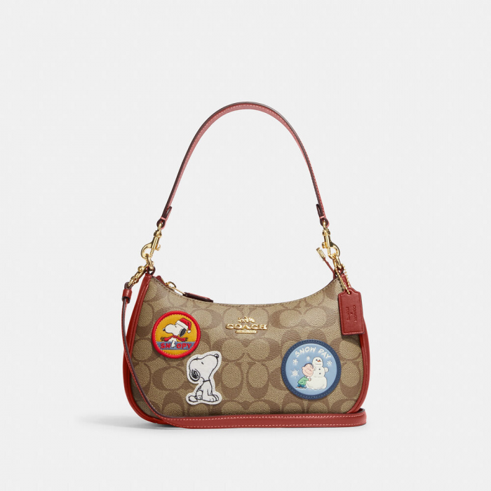 X Peanuts Teri Shoulder Bag In Signature Canvas With Patches