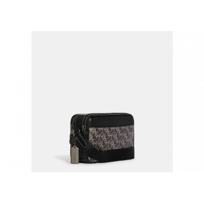 Graham Crossbody With Signature Monogram Print - Gunmetal/Black