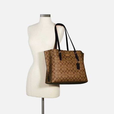 Mollie Tote In Signature Canvas - Im/Khaki/Black