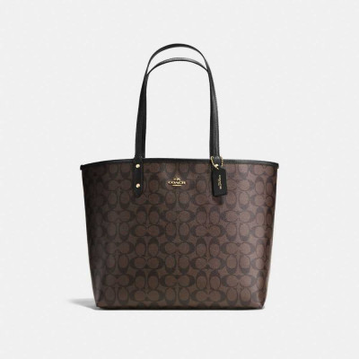 Reversible City Tote In Signature Canvas - Brown/Black