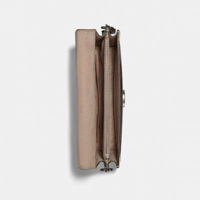Tabby Shoulder Bag 26 With Signature Canvas - Light Nickel/Sand Taupe