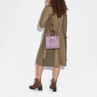 Dempsey Tote 22 In Signature Jacquard With Stripe And Coach Patch - Sv/Soft Lilac