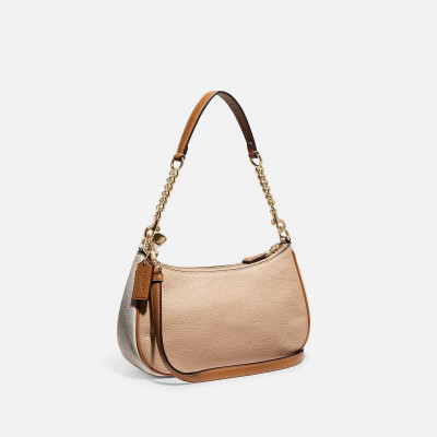Teri Shoulder Bag In Colorblock - Ivory Taupe Multi