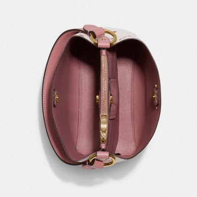 Small Town Bucket Bag With Heart Petal Print - Gold/Chalk Multi