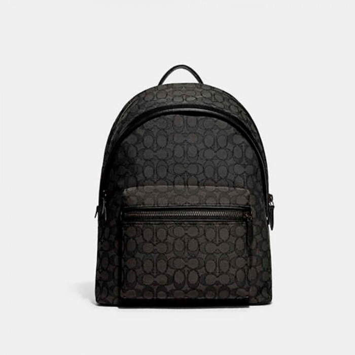 Charter Backpack In Signature Jacquard - Charcoal/Black