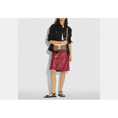 Tabby Shoulder Bag 26 With Signature Canvas - Brass/Tan Ivory