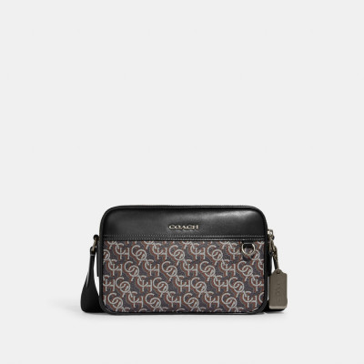 Graham Crossbody With Signature Monogram Print - Gunmetal/Black