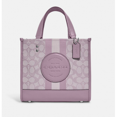 Dempsey Tote 22 In Signature Jacquard With Stripe And Coach Patch - Sv/Soft Lilac