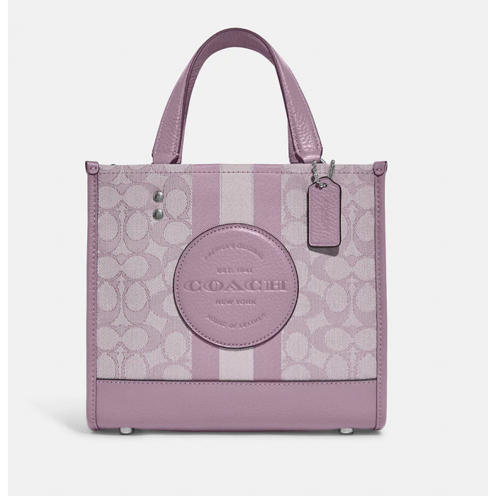 Dempsey Tote 22 In Signature Jacquard With Stripe And Coach Patch - Sv/Soft Lilac
