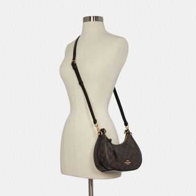 Kleo Hobo In Signature Canvas - Gold/Brown Black