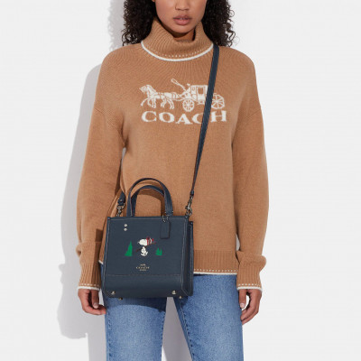 X Peanuts Dempsey Tote 22 With Snoopy Ski Motif - Gunmetal/Denim Multi