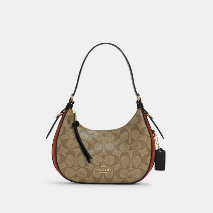 Kleo Hobo In Signature Canvas - Gold/Khaki