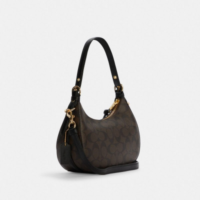 Kleo Hobo In Signature Canvas - Gold/Brown Black