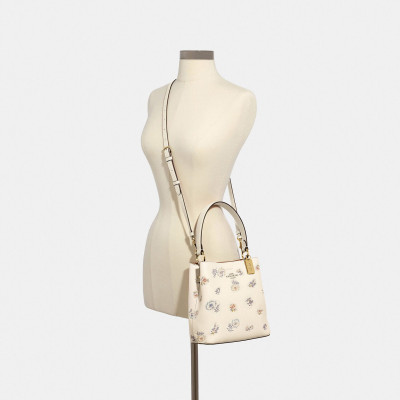 Small Town Bucket Bag With Dandelion Floral Print - Im/Chalk Light Saddle
