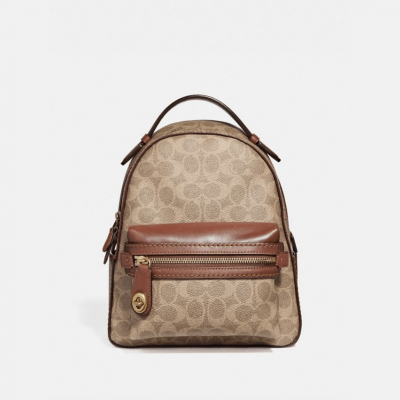 Campus Backpack 23 In Signature Canvas - Tan Rust/Brass