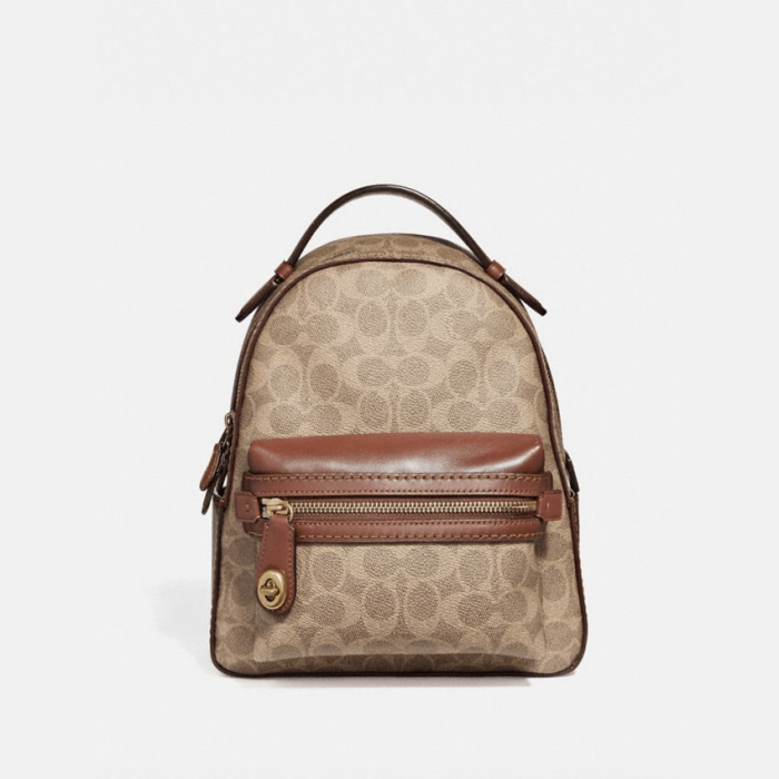 Campus Backpack 23 In Signature Canvas - Tan Rust/Brass