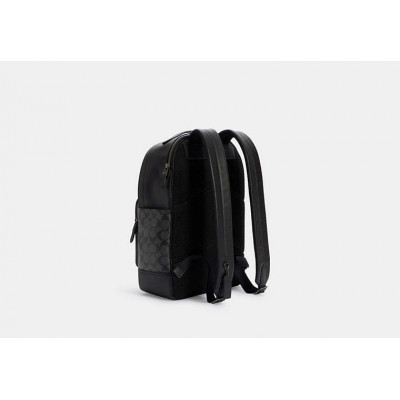 Graham Backpack In Signature Canvas - Gunmetal/Charcoal/Black