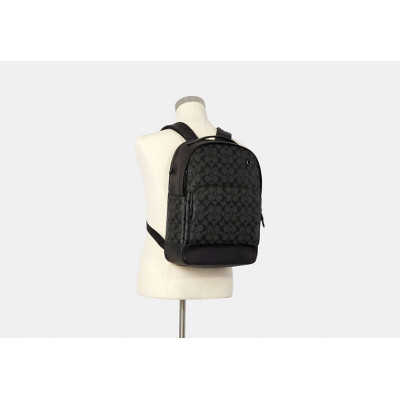 Graham Backpack In Signature Canvas - Gunmetal/Charcoal/Black