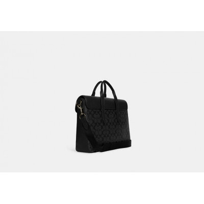 Sullivan Portfolio Brief In Signature Canvas - Gunmetal/Charcoal/Black