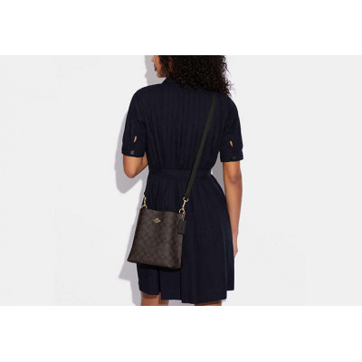 Mollie Bucket Bag 22 In Signature Canvas - Gold/Brown Black