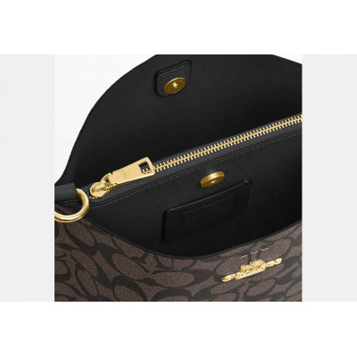 Mollie Bucket Bag 22 In Signature Canvas - Gold/Brown Black