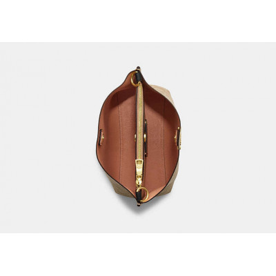 Mollie Bucket Bag 22 In Signature Canvas - Gold/Khaki/Black