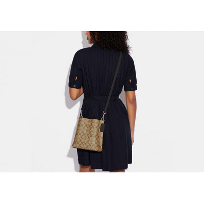 Mollie Bucket Bag 22 In Signature Canvas - Gold/Khaki/Black