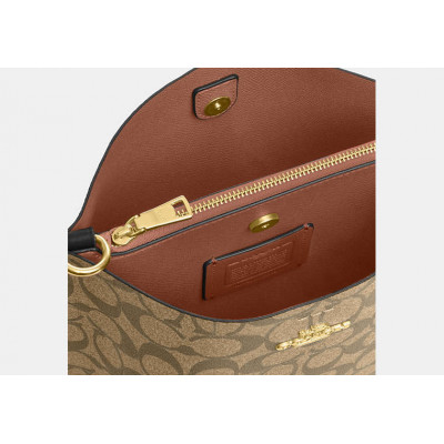 Mollie Bucket Bag 22 In Signature Canvas - Gold/Khaki/Black