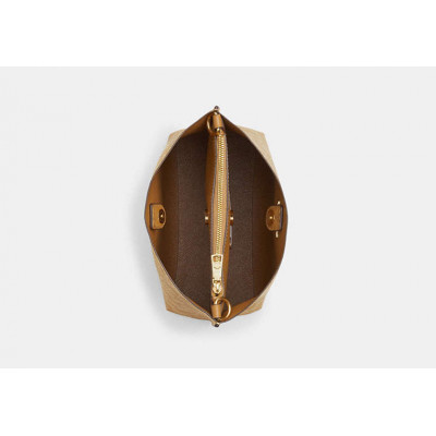 Mollie Bucket Bag 22 In Signature Canvas - Gold/Lt Khaki/Lt Saddle
