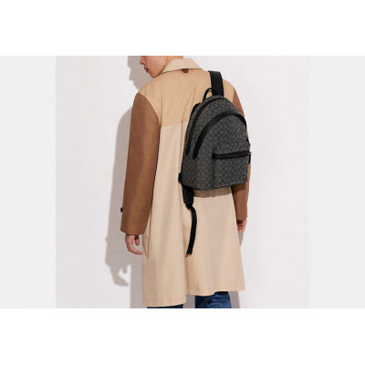 Charter Backpack In Signature Jacquard - Charcoal/Black