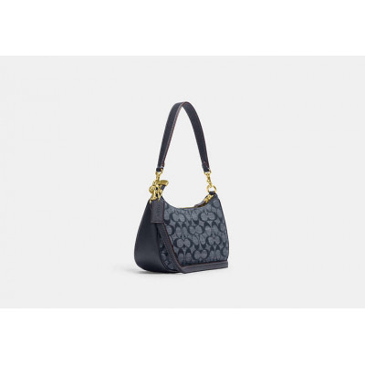 Teri Shoulder Bag In Signature Chambray - Gold/Denim Multi