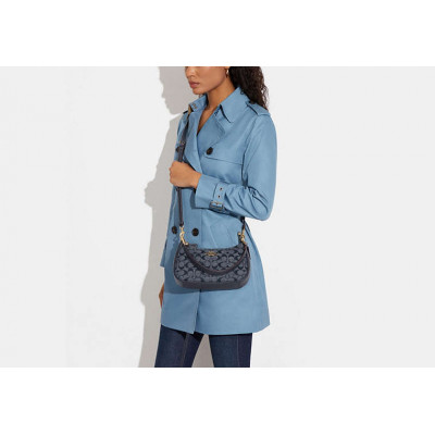 Teri Shoulder Bag In Signature Chambray - Gold/Denim Multi