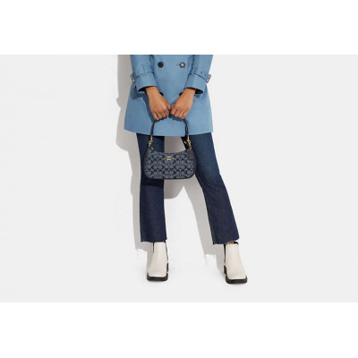 Teri Shoulder Bag In Signature Chambray - Gold/Denim Multi