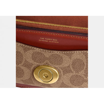 Tabby Shoulder Bag 20 In Signature Canvas - Brass/Tan/Rust
