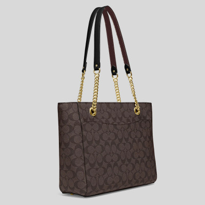 Ava Chain Tote Signature Brown Black - Averand - Gold/Brown Black