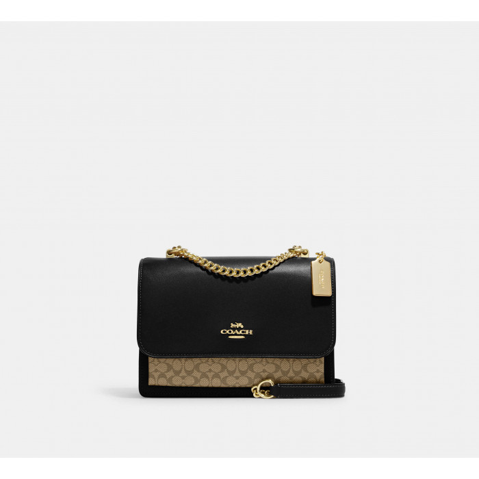 Klare Crossbody Bag In Micro Signature Canvas - Gold/Khaki/Black