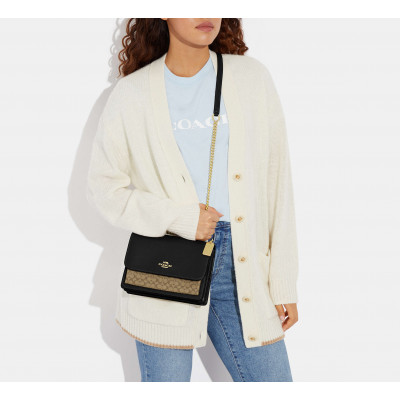Klare Crossbody Bag In Micro Signature Canvas - Gold/Khaki/Black