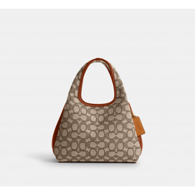 Lana Shoulder Bag 23 In Signature Jacquard - Brass/Cocoa Burnished Amb