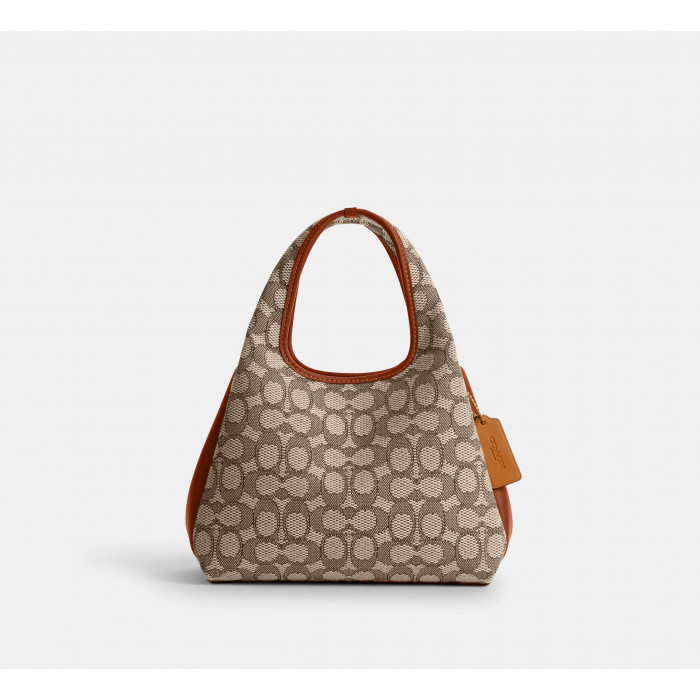 Lana Shoulder Bag 23 In Signature Jacquard - Brass/Cocoa Burnished Amb